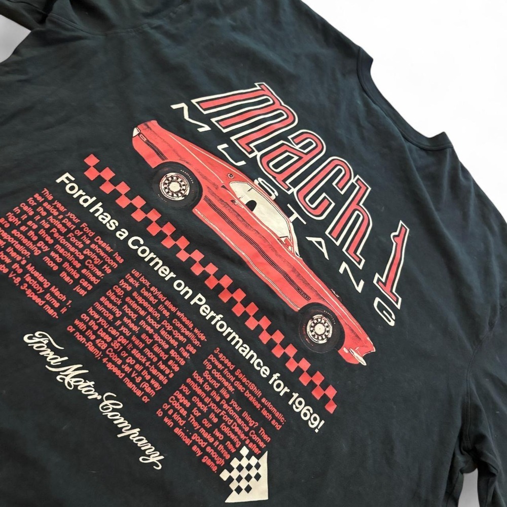 Ford Mustang Mach 1 Black Graphic T-Shirt Mens Large 1969 Retro Racing Tee